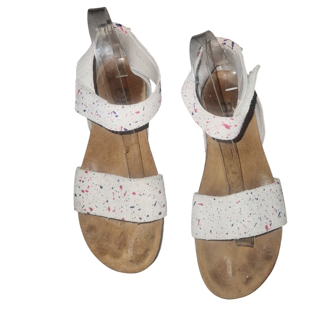 Art Company 440 White Multi Color Paint Splatter Suede Sandals Womens 39 beachy